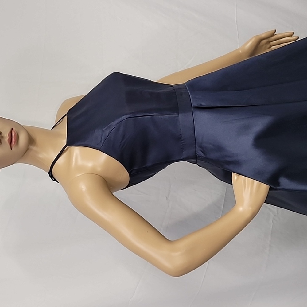 Lulu's Women's Navy Broadway Show Satin High-low Gown - Picture 7 of 13